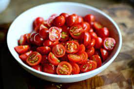 cut grape and cherry tomatoes