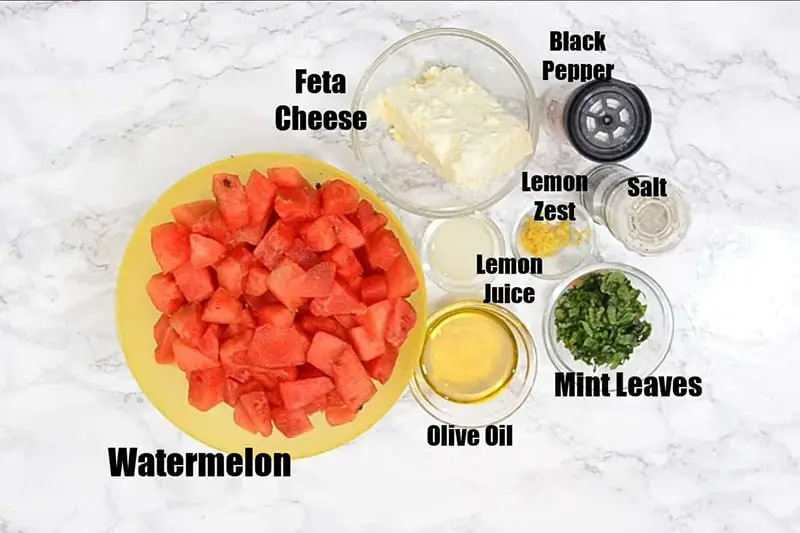 Watermelon Feta Salad ingredients