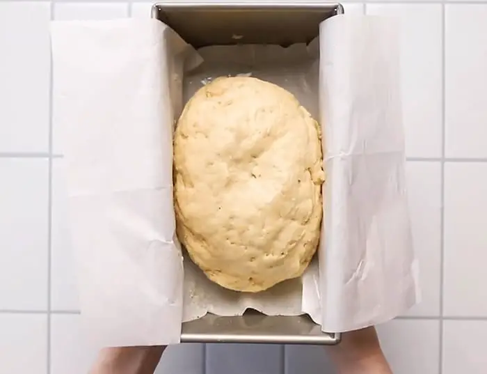 move the dough to the bread pan 