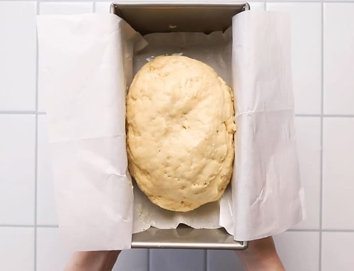 move the dough to the bread pan 