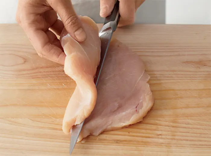 cut chicken breast in half horizontally