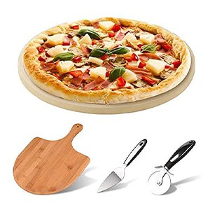 augosta round pizza stone for oven and grill 