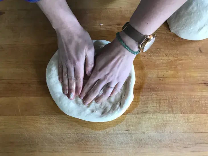 press & stretch the dough