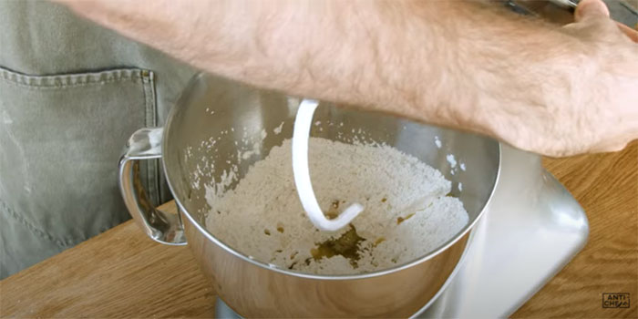 mixing flour