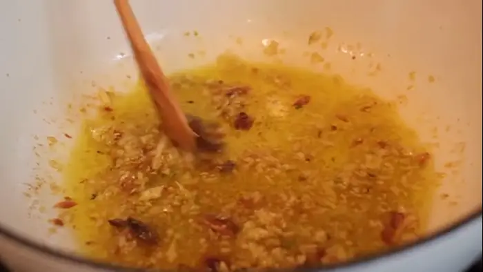 sauteing the ingredients