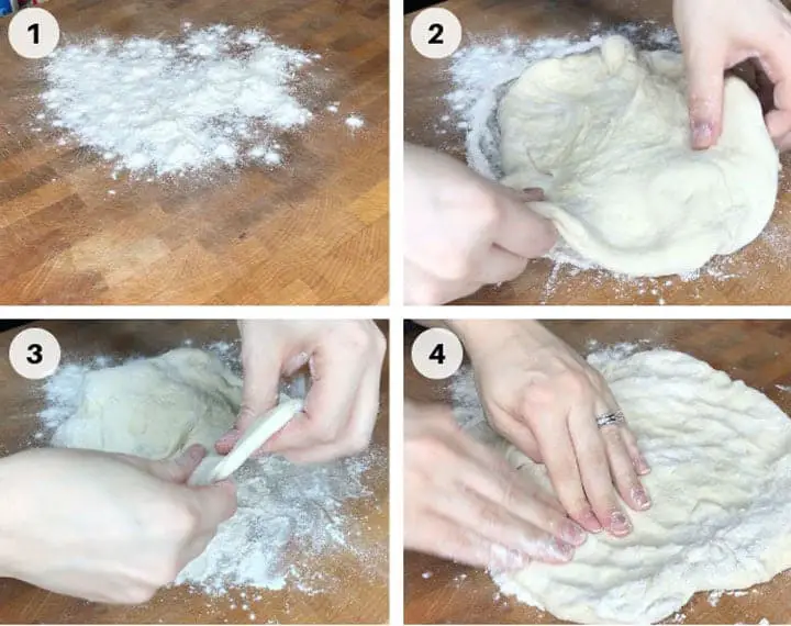  shape the dough into a big round crust