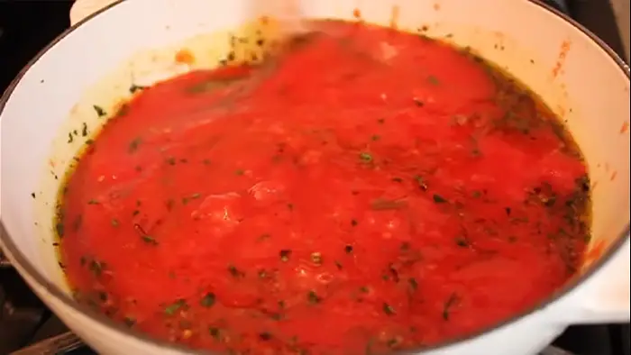 simmering the sauce