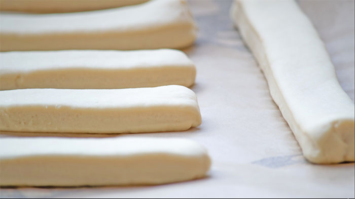  shape the dough into breadsticks