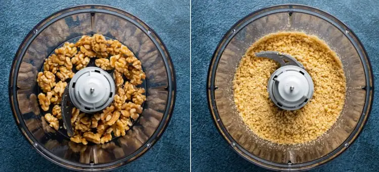 Finely chop the walnuts with a food processor